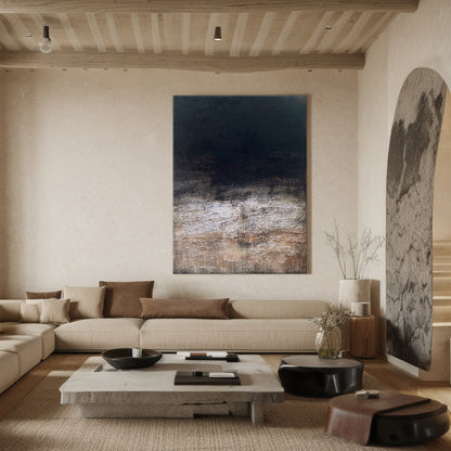 Abstract Black Brown Textured Wall Art for Modern Living Room-AURA182