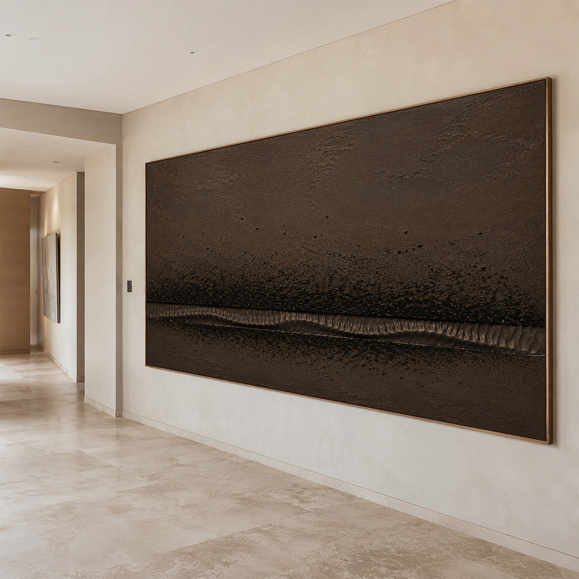 Wabi-Sabi Brown Plaster Textured Painting Japandi Minimalist Luxe Sculpted Canvas Tactile Abstract Wall Art AURA766
