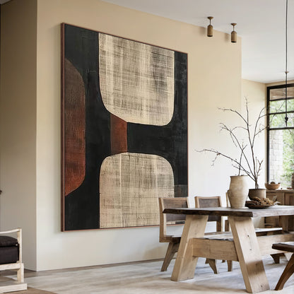 Geometric Earth Tone Abstract Wall Art – AURA056(Vertical)