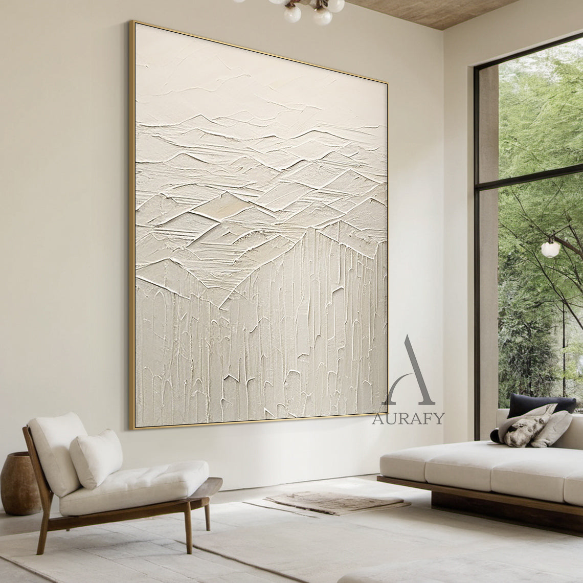 Beige Abstract Art Thick Impasto High-Relief Tactile Sculpted Minimalist Luxe AurafyArt Wall Decor AURA501
