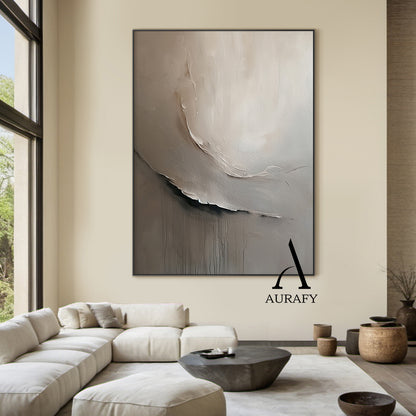 Minimalist Wall Art Gray Brown Tactile High-Relief Plaster Textured Modern Organic Canvas AURA545