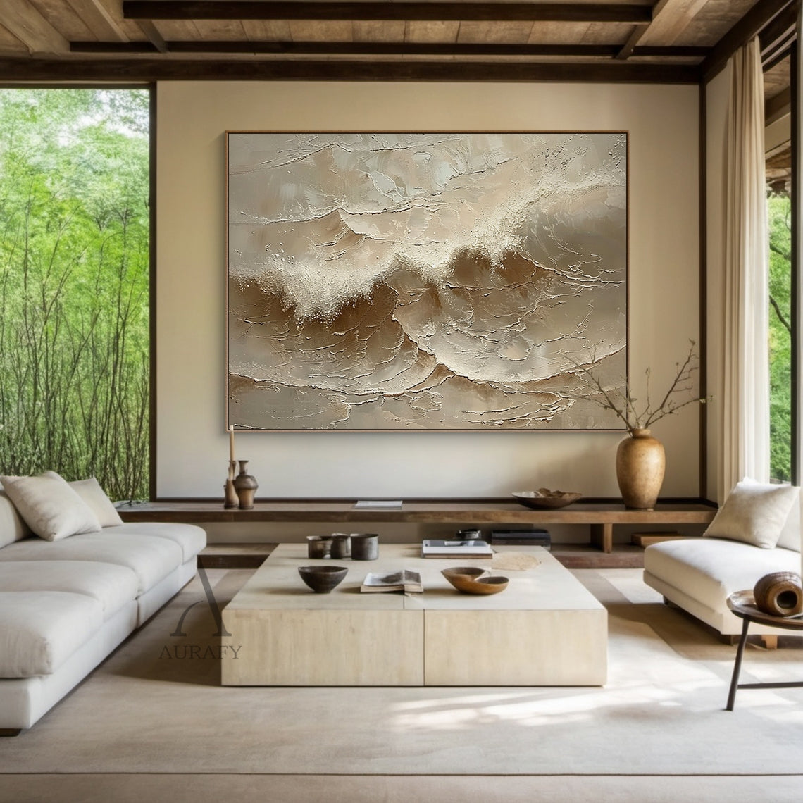 Neutral Ocean Foam Texture Wall Art - AURA682