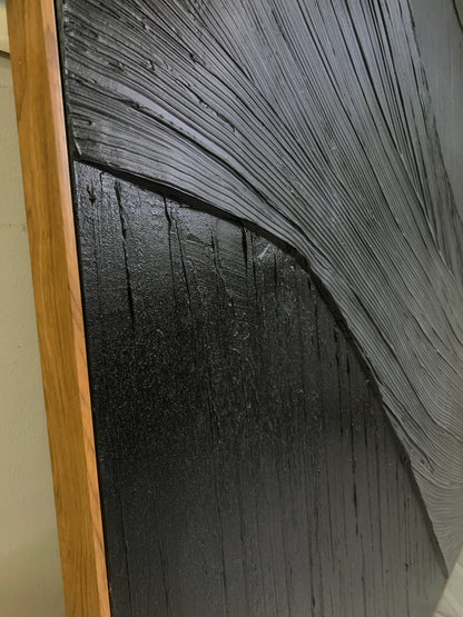Obsidian Flow-Black 3D Textured Art-AURA068