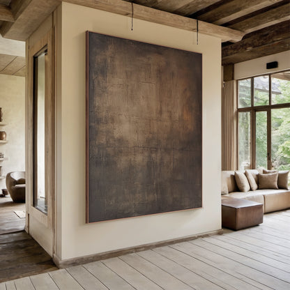 Wabi-Sabi Minimalist Wall Art-Aged Brass & Tobacco Brown-AURA016
