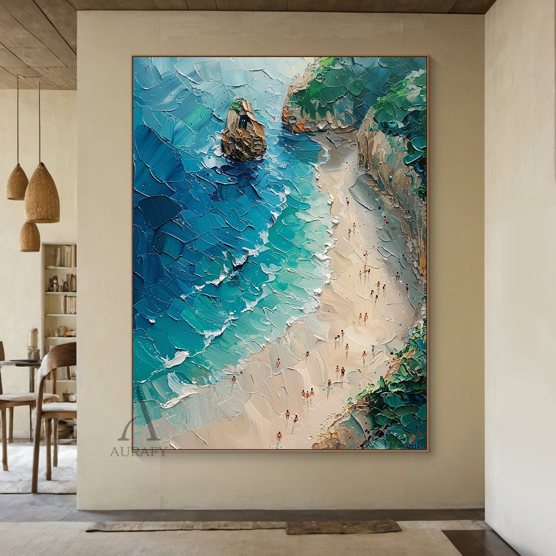 Turquoise Cliffside Beach Wall Art - AURA674