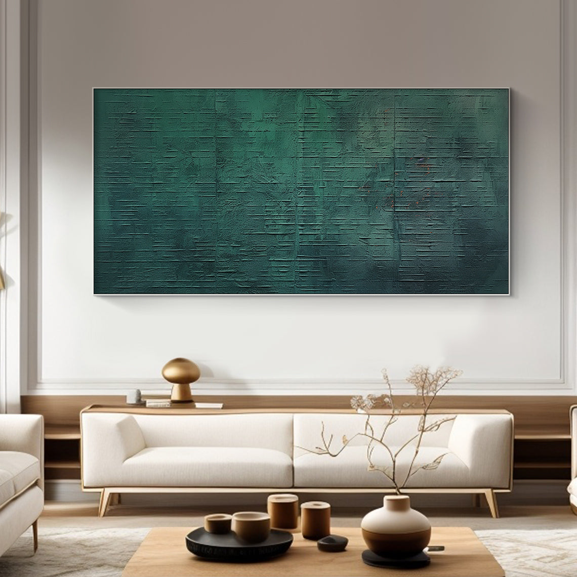 Whisper of Depth — Emerald Abstract Texture – AURA099(Horizontal)