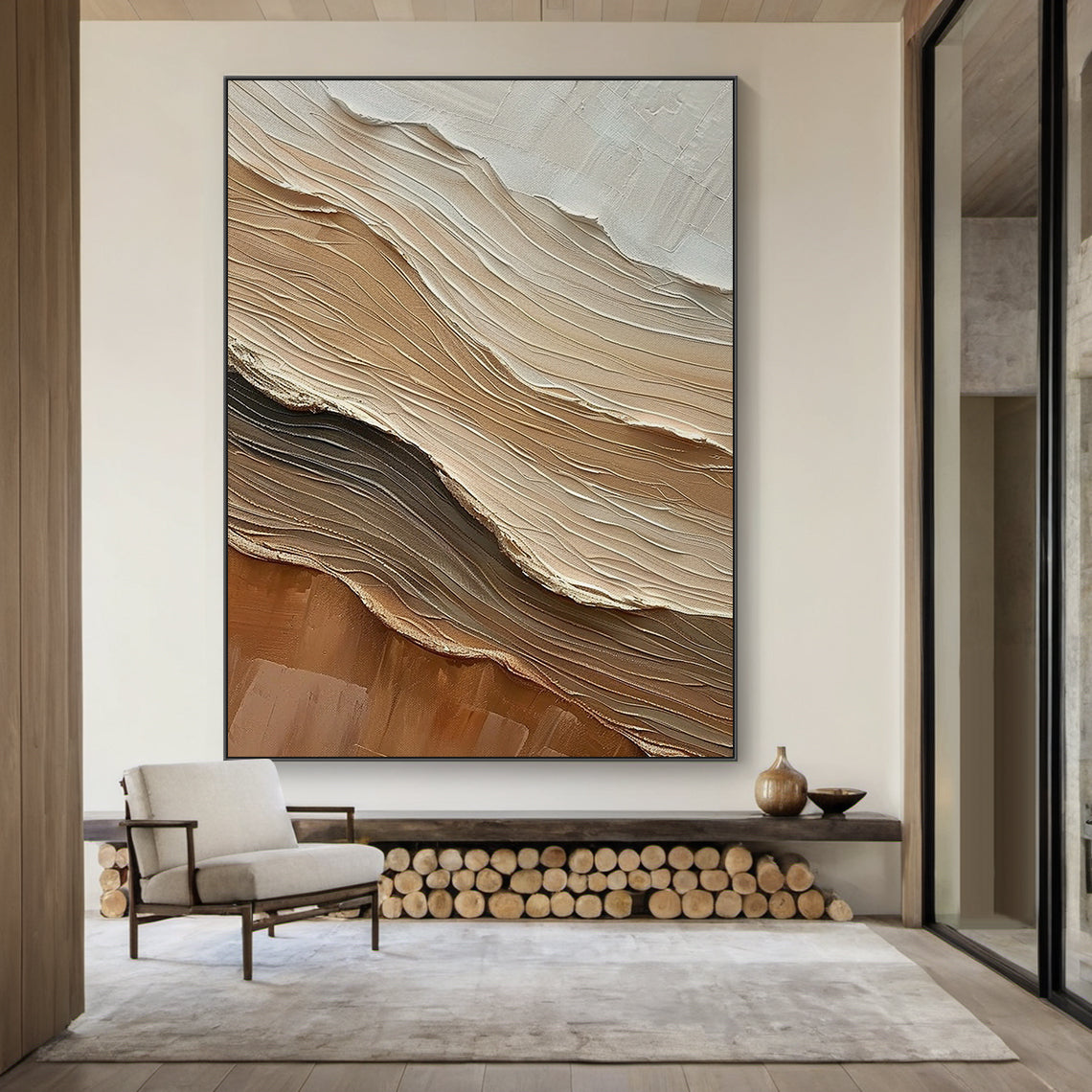 Drifted Ridge-Brown Wave Texture Field-AURA156