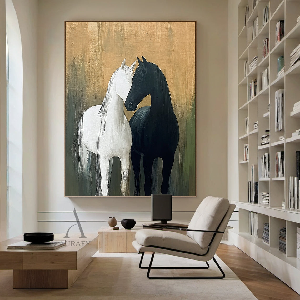 Black and White Horses Wall Art - AURA665