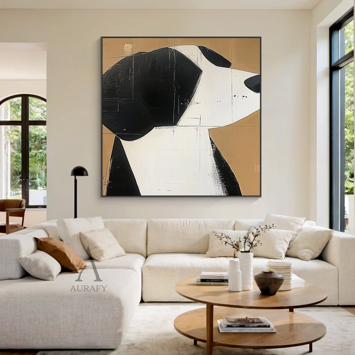 Minimalist Black and White Dog Wall Art - AURA667