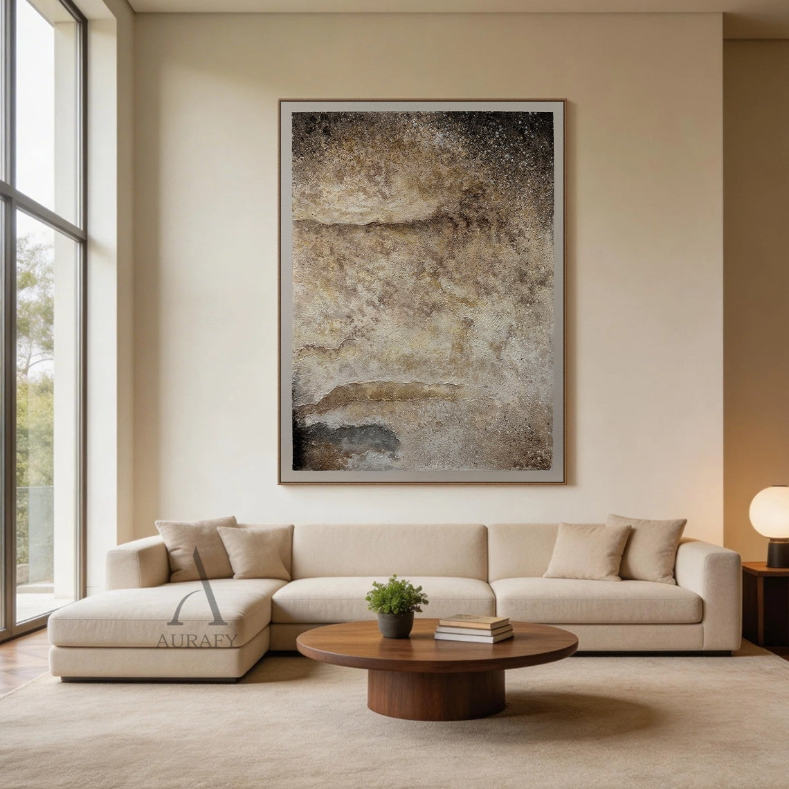 Wabi-Sabi Textured Abstract Wall Art Plaster Tactile Knife Stroke Japandi Minimalist Luxe Neutral Home Decor AURA732