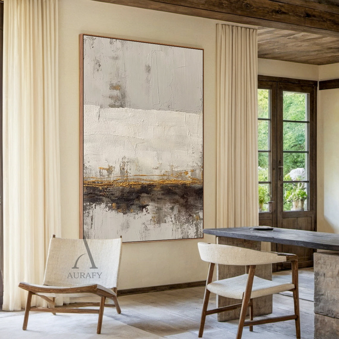 Gold Horizon Minimalist Abstract Wall Art - AURA690