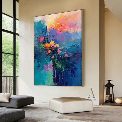 Abstract Floral Art Impasto Thick Brushstrokes Tactile Surface Colorful Vibrant Expressionist Painting AURA420