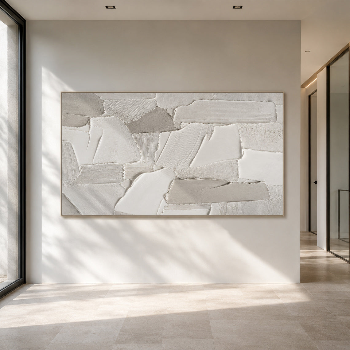 Gray 3D Textured Plaster Painting Japandi Wabi-Sabi Knife Stroke Tactile Abstract Minimalist Luxe Wall Decor AURA764