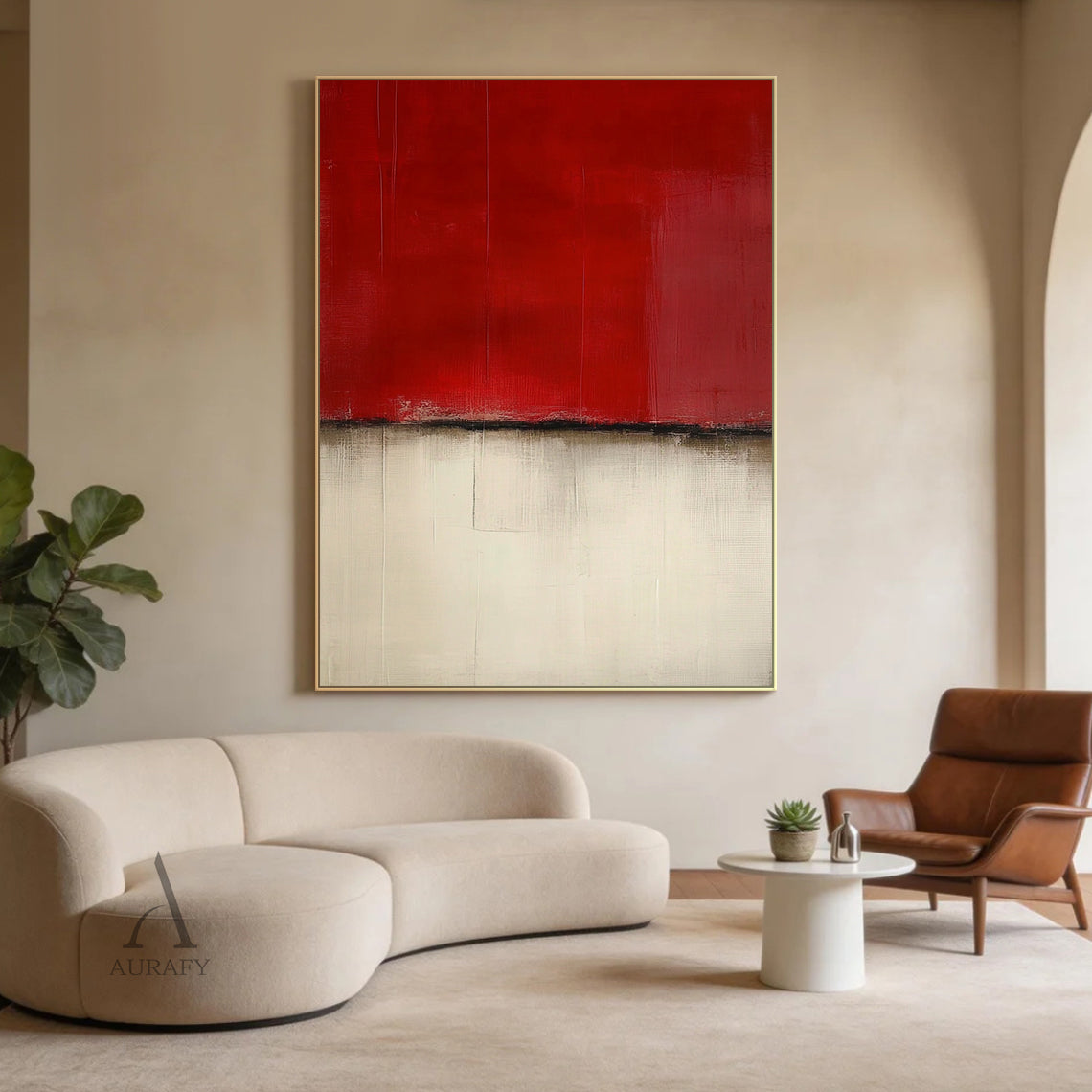 Abstract Red Beige Wall Art Modern Living Room Home Decor AURA384