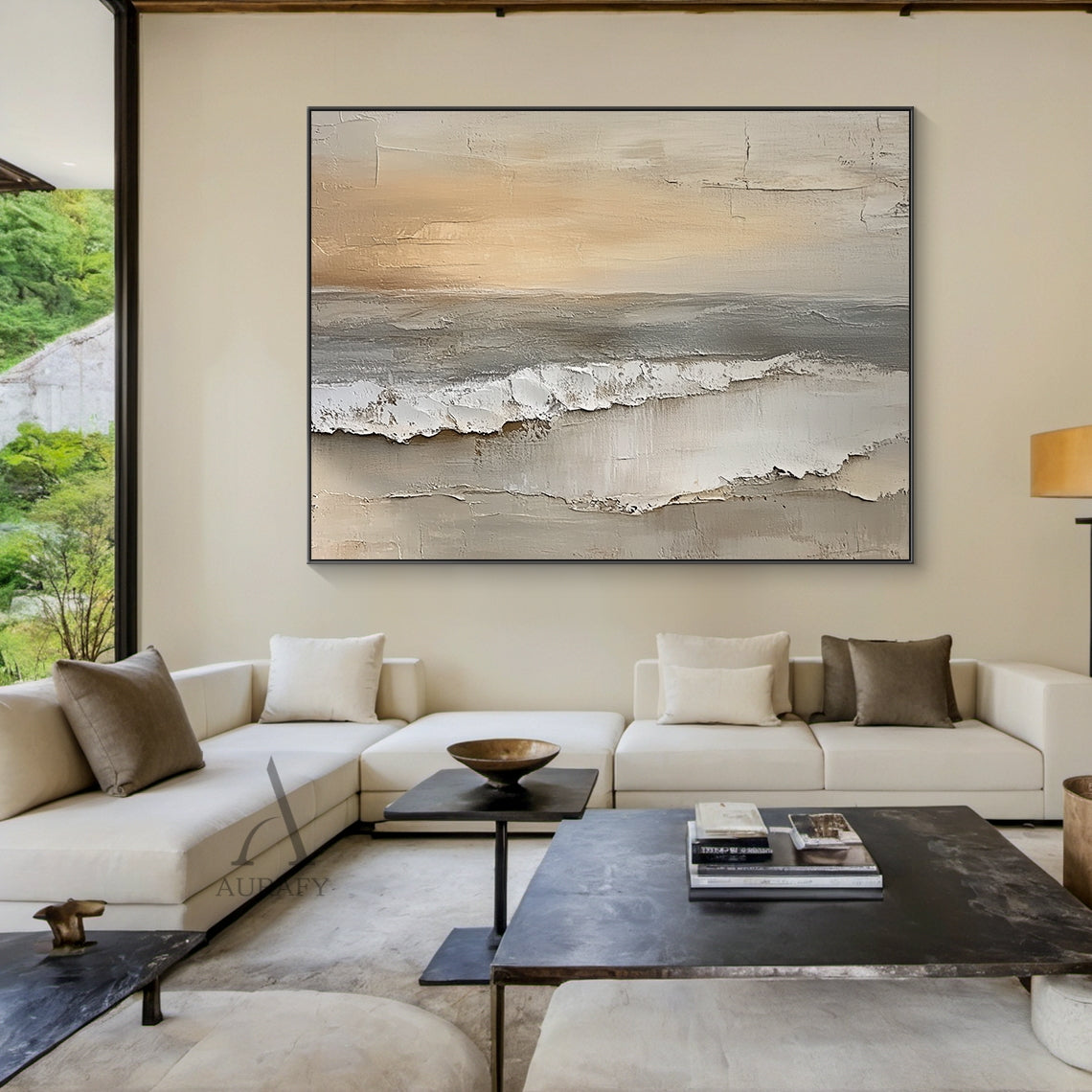Minimalist Neutral Shoreline Wall Art - AURA688