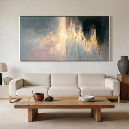 Minimalist Black Wall Art Cracked Tactile Surface High-Relief Wabi-Sabi Inspired Decorative Artwork AURA427