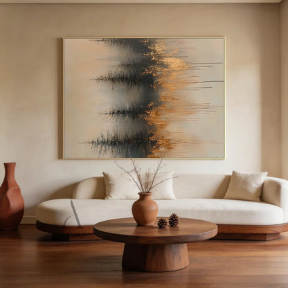 General Abstract Beige Wabi-Sabi Vintage Art with Cracked Distressed Plaster-like Tactile Texture AURA426