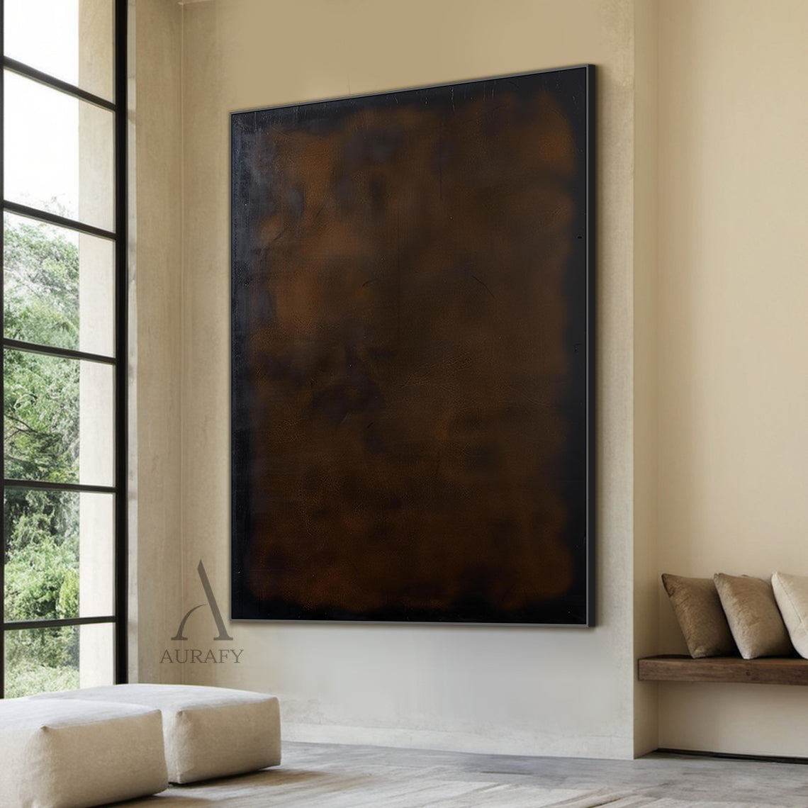 Umber Study, Warm Brown Patina Abstract Wall Art AURA879