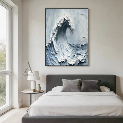 Gray Blue 3D Textured Painting Modern Home Living Room Decor AURA396