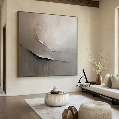 Minimalist Wall Art Gray Brown Tactile High-Relief Plaster Textured Modern Organic Canvas AURA545