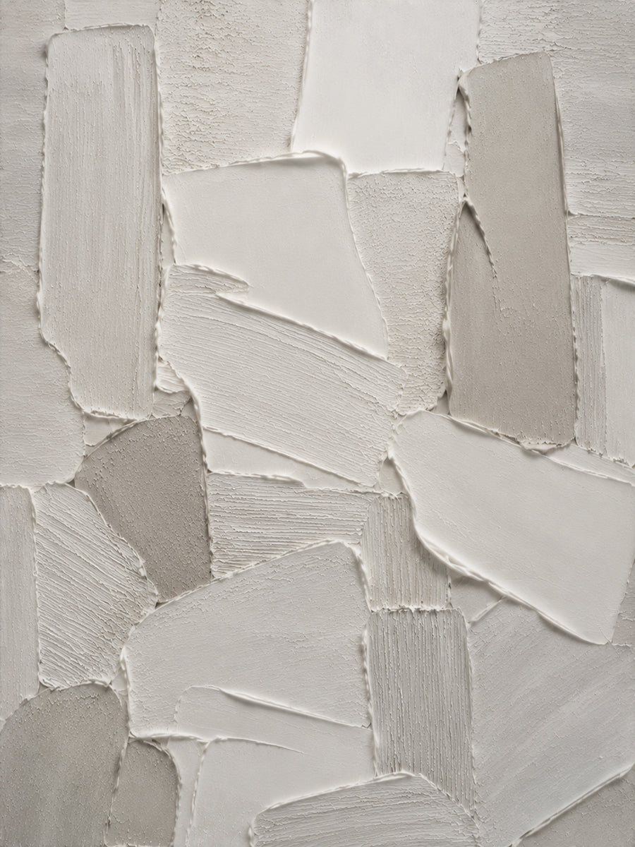 Gray 3D Textured Plaster Painting Japandi Wabi-Sabi Knife Stroke Tactile Abstract Minimalist Luxe Wall Decor AURA764