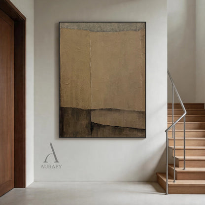 Wabi Sabi Plaster Textured Abstract Art Japandi Beige Brown Tactile Sculpted Canvas Minimalist Wall Painting AURA739