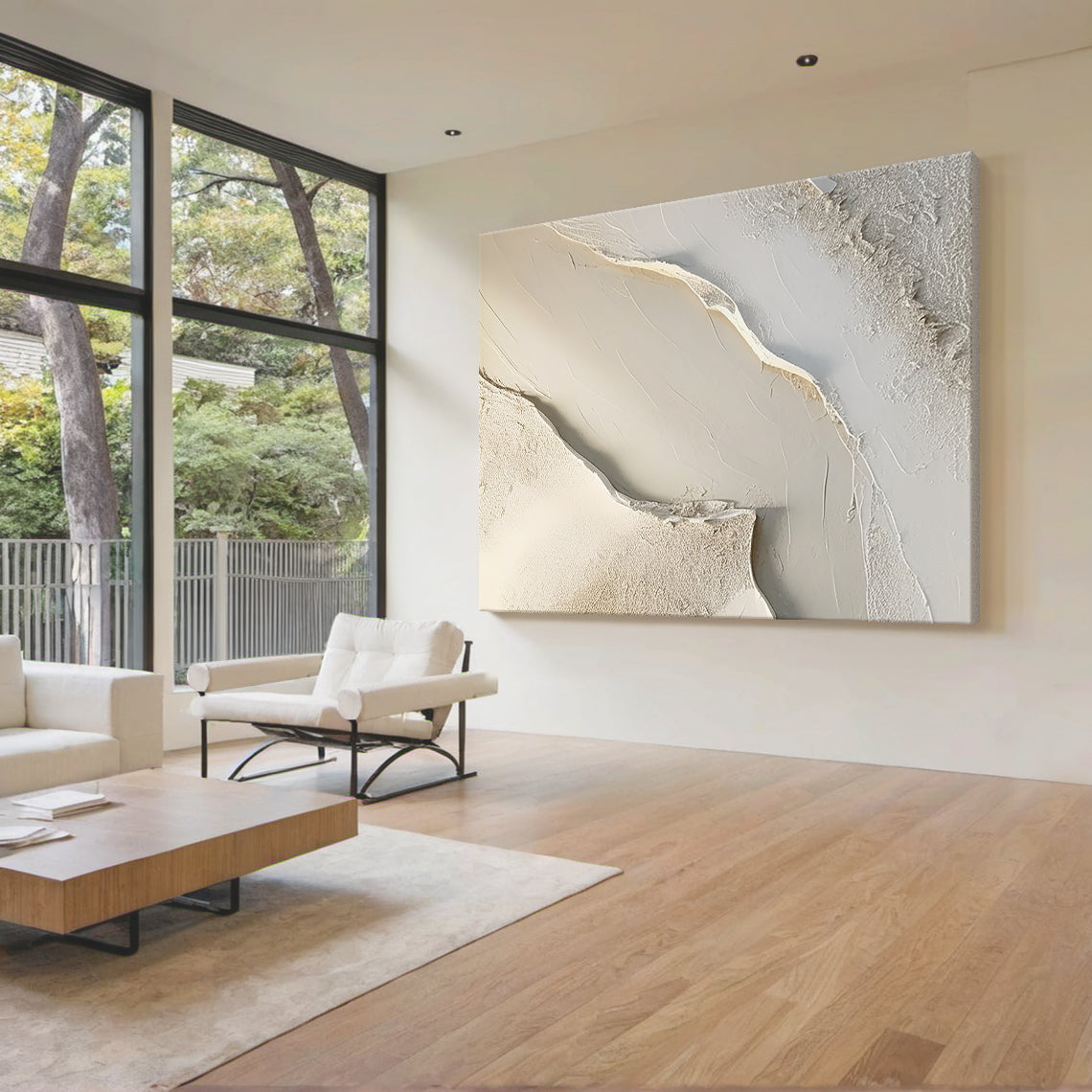 Abstract Earth Texture Wall Art-Soft Sand Tones-AURA010