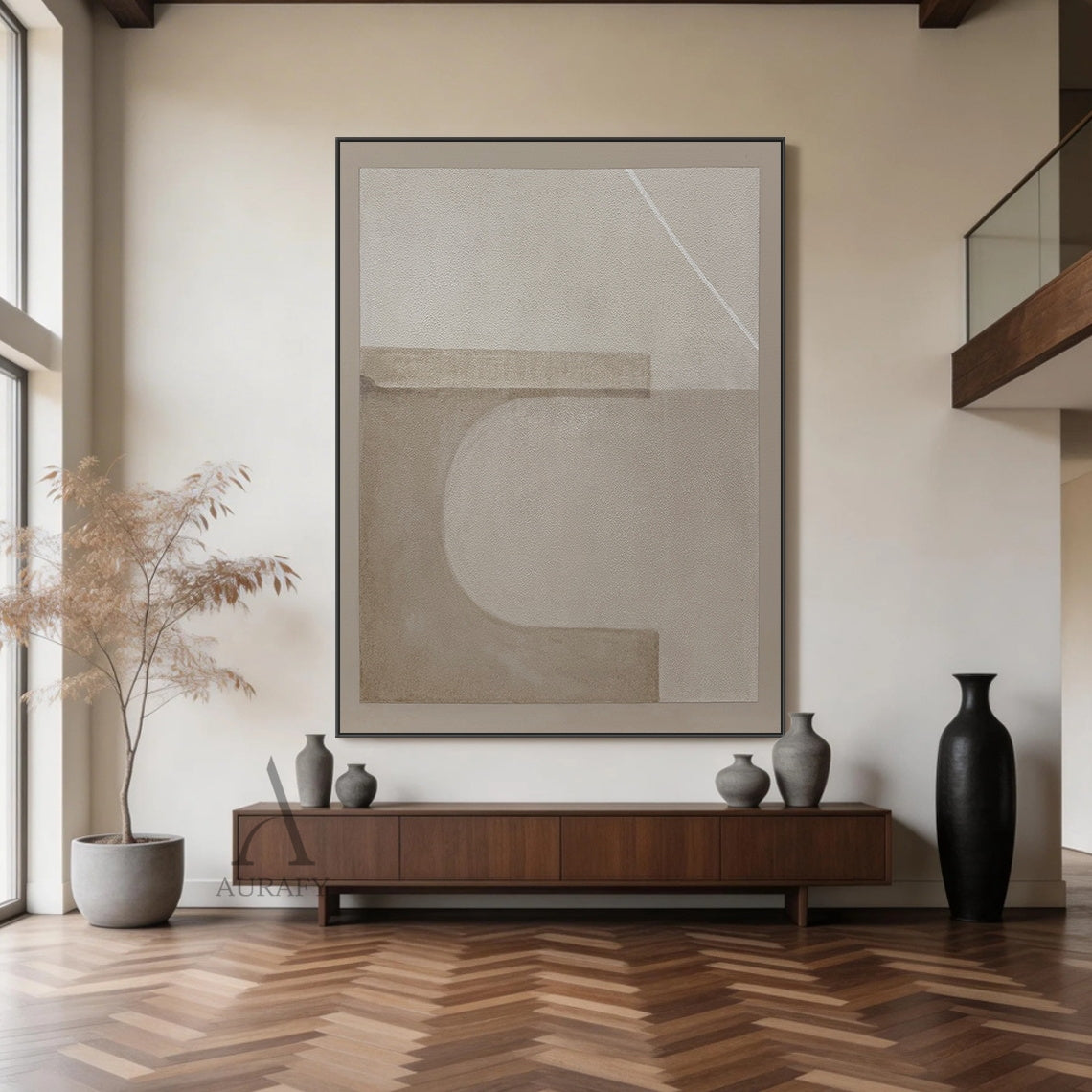 Beige Abstract Wabi-Sabi Plaster Textured Japandi Minimalist Luxe Tactile Canvas Modern Organic Wall Artwork AURA731