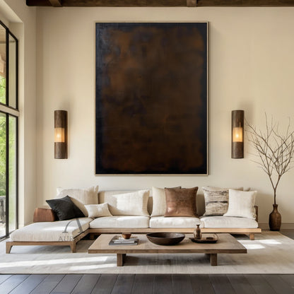 Umber Study, Warm Brown Patina Abstract Wall Art AURA879