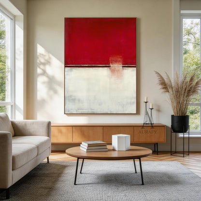 General Abstract Beige Red Wall Art for Modern Home Decor AURA347