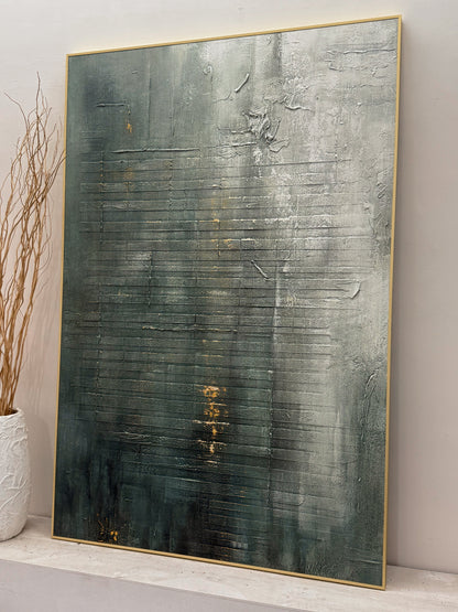 Unique Green Abstract Textured Wall Art for Modern Living Room -AURA176