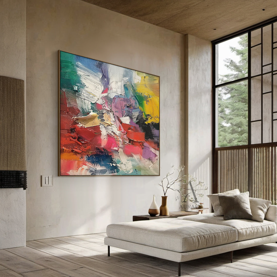 3D Textured Abstract Painting Impasto Knife Strokes Vibrant Colorful Tactile Wall Art AURA423