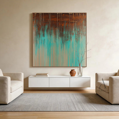 General Abstract Brown Green Modern Wall Art Home Decor AURA352