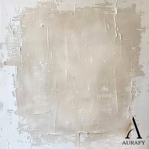 Minimalist Wall Art Beige Impasto Sculpted Canvas Tactile Surface Wabi-Sabi Japandi Interior Style AURA549