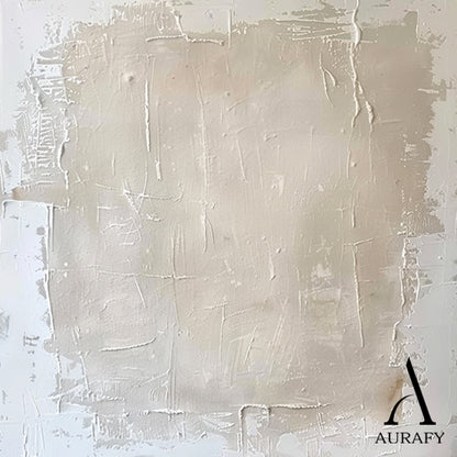 Minimalist Wall Art Beige Impasto Sculpted Canvas Tactile Surface Wabi-Sabi Japandi Interior Style AURA549