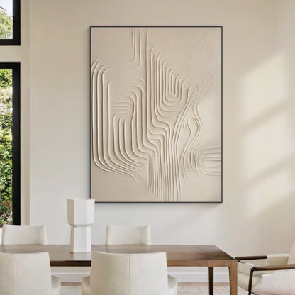 Flowing Vertical Texture Canvas – Warm Cream Tones – AURA046(Vertical)