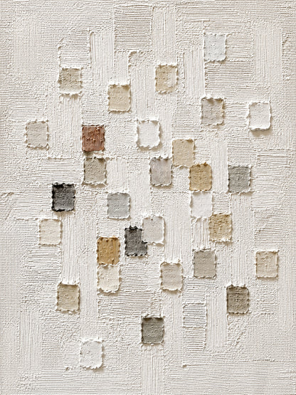 3D Textured White Plaster Japandi Wabi-Sabi Tactile Sculpted Canvas Knife Stroke Neutral Minimalist Wall Art AURA767