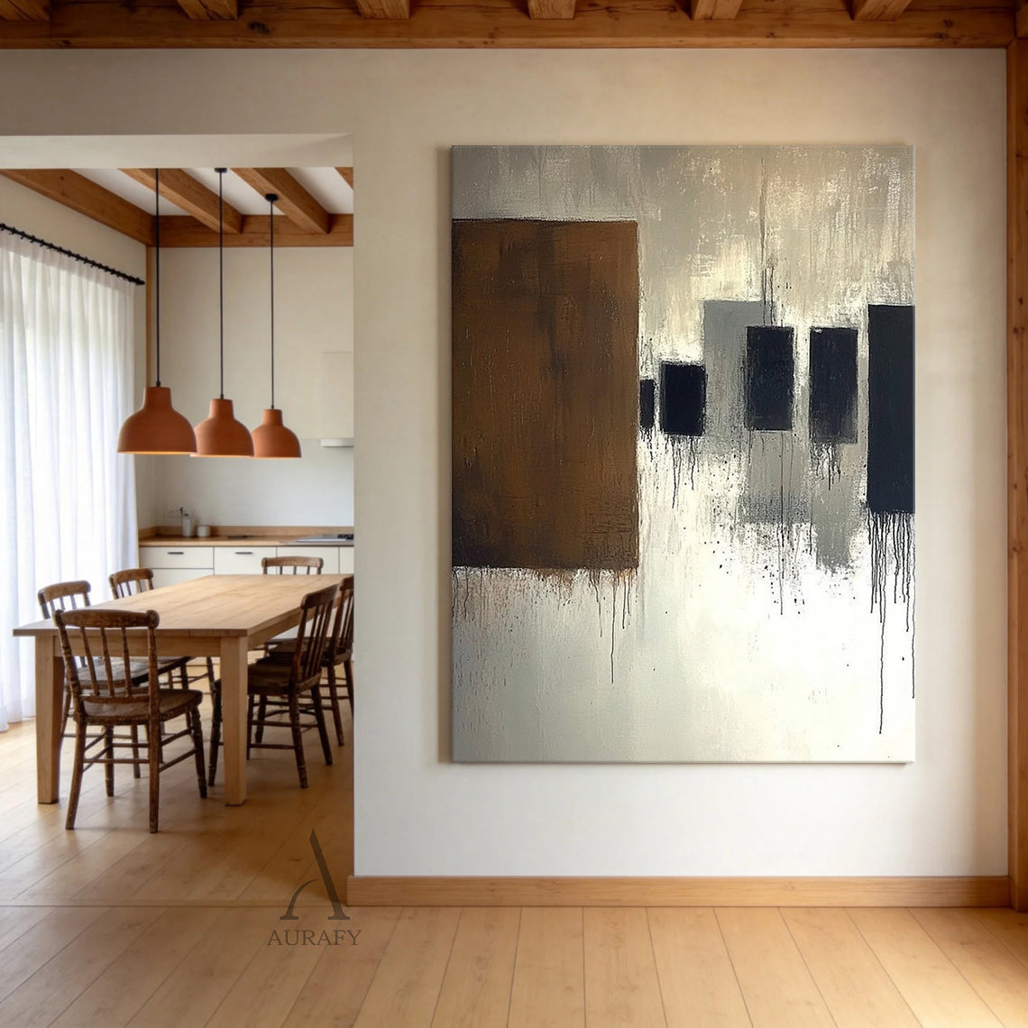 General Abstract Brown Beige Wall Art for Modern Home Decor AURA349