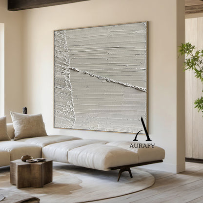 Minimalist Gray Wall Art Impasto Texture Tactile Surface Knife Strokes Sculpted Canvas Modern Decor AURA552