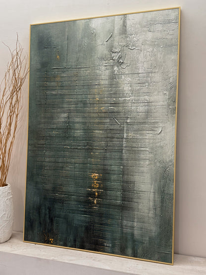 Unique Green Abstract Textured Wall Art for Modern Living Room -AURA176