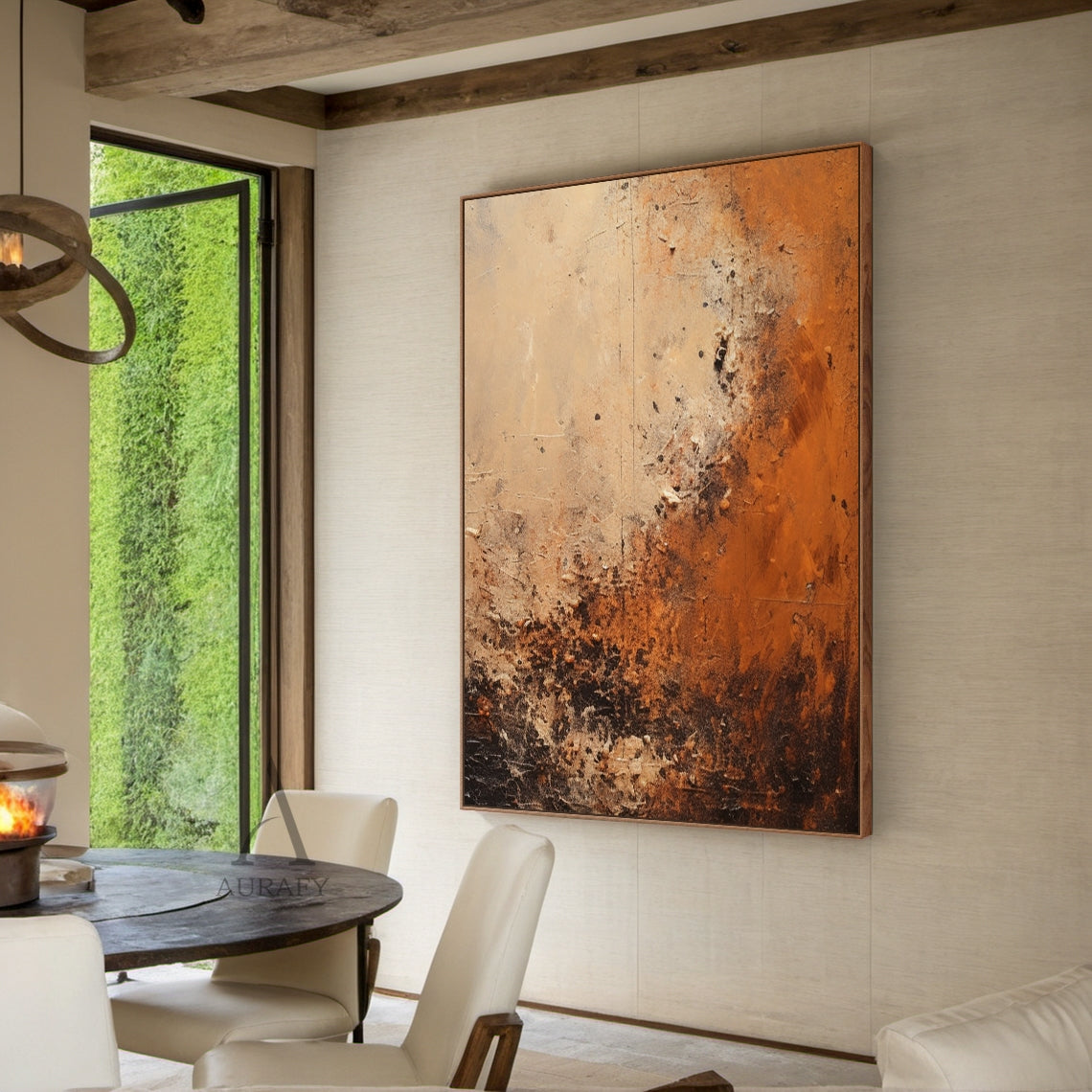 Wabi Sabi Wall Art Textured Brown Red Rustic Tactile Plaster Abstract Minimalist Japandi Modern Decor AURA791
