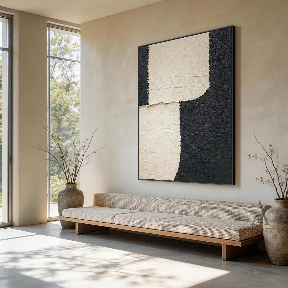 Minimalist Black Beige Wall Art for Home Living Room Decor AURA379