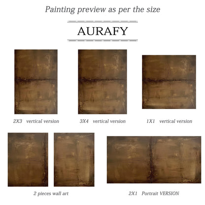Earthline Depth Canvas — Bronze Umber Textured Wall Art – AURA070