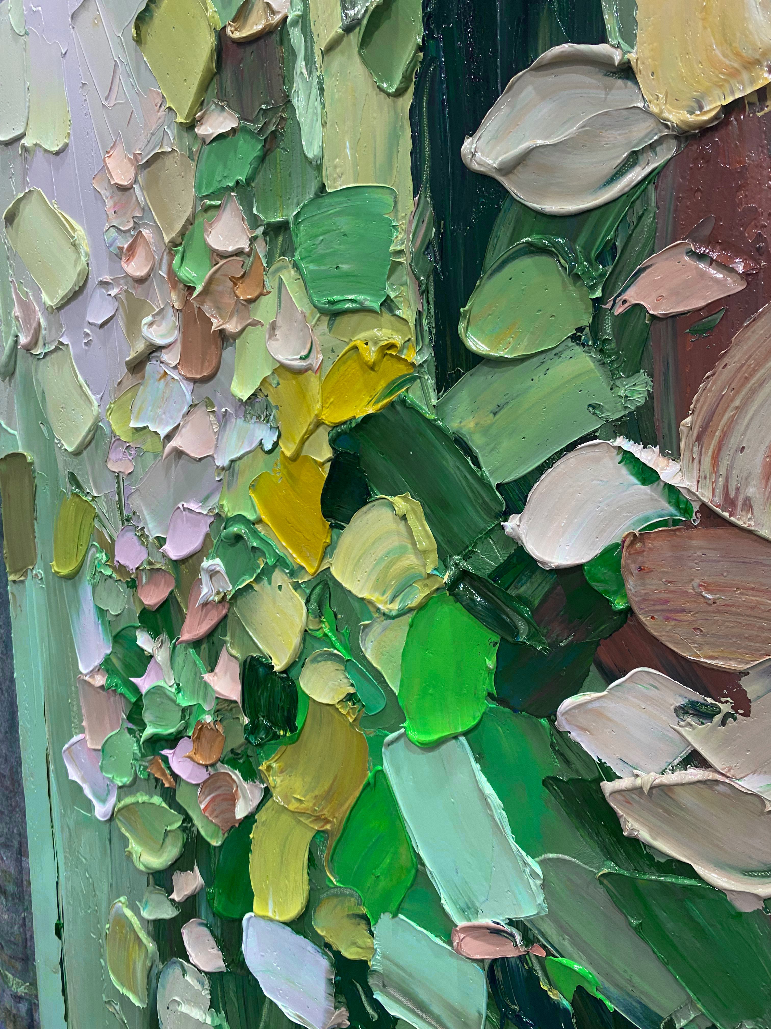 3D Textured Green Abstract Painting Modern Living Room Wall Art AURA163