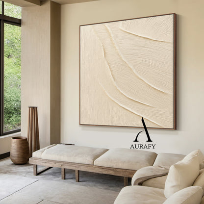 3D Textured Beige Abstract Art Tactile Surface Sculpted Wave Minimalist Luxe Japandi Wall Decor AURA528