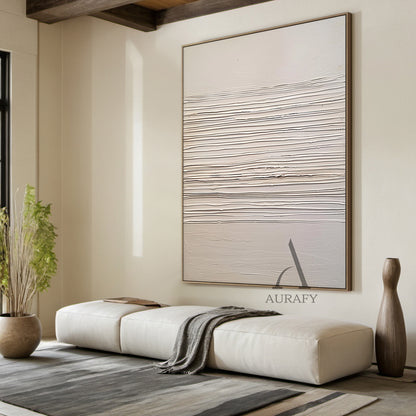 Beige Abstract Art Knife Strokes Impasto Tactile Sculpted Canvas Minimalist Luxe AurafyArt AURA483