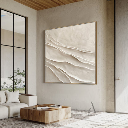 Modern 3D Textured Beige Painting for Living Room Wall Decor AURA294