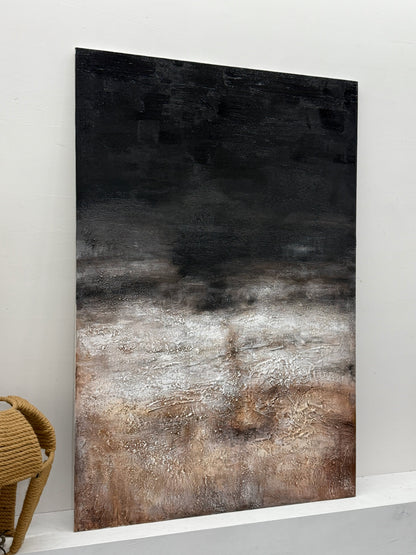 Abstract Black Brown Textured Wall Art for Modern Living Room-AURA182