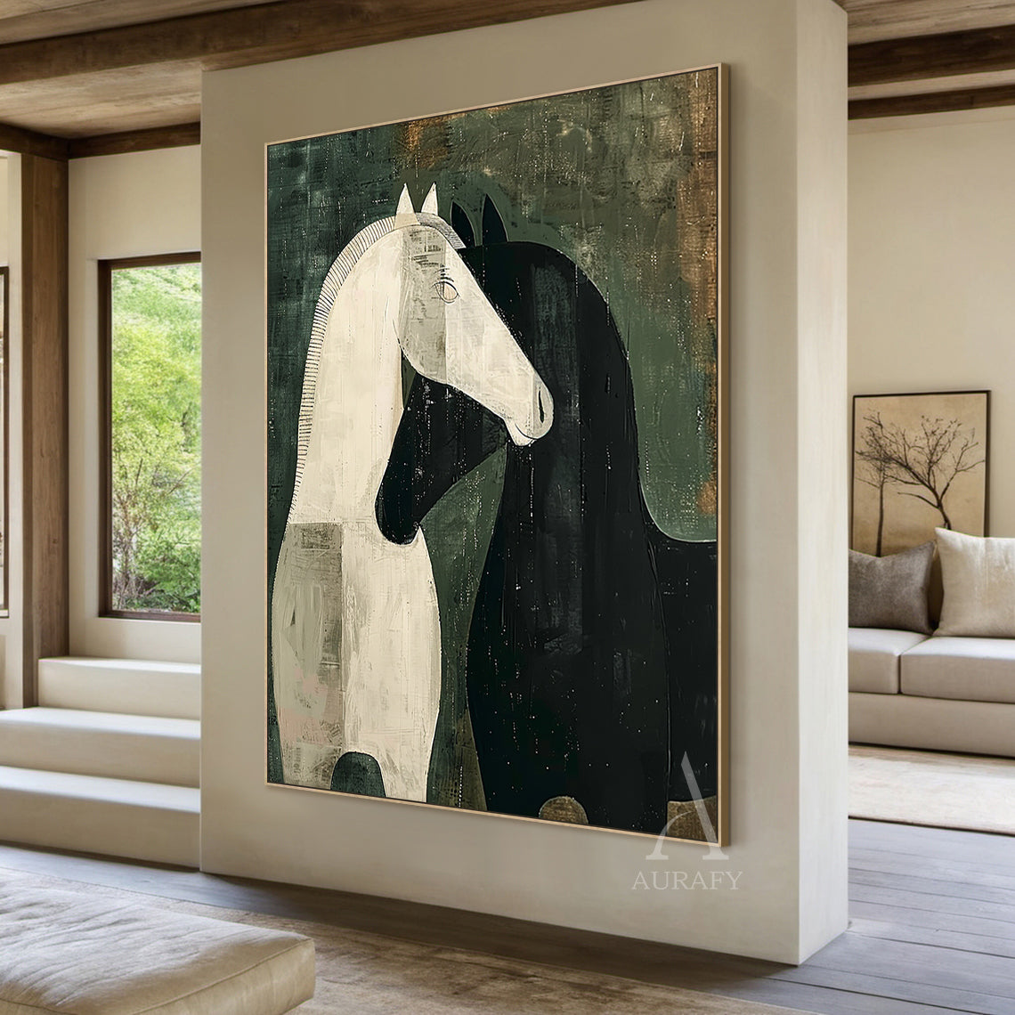 Cute Green Animal Wall Art for Modern Living Room Decor AURA335