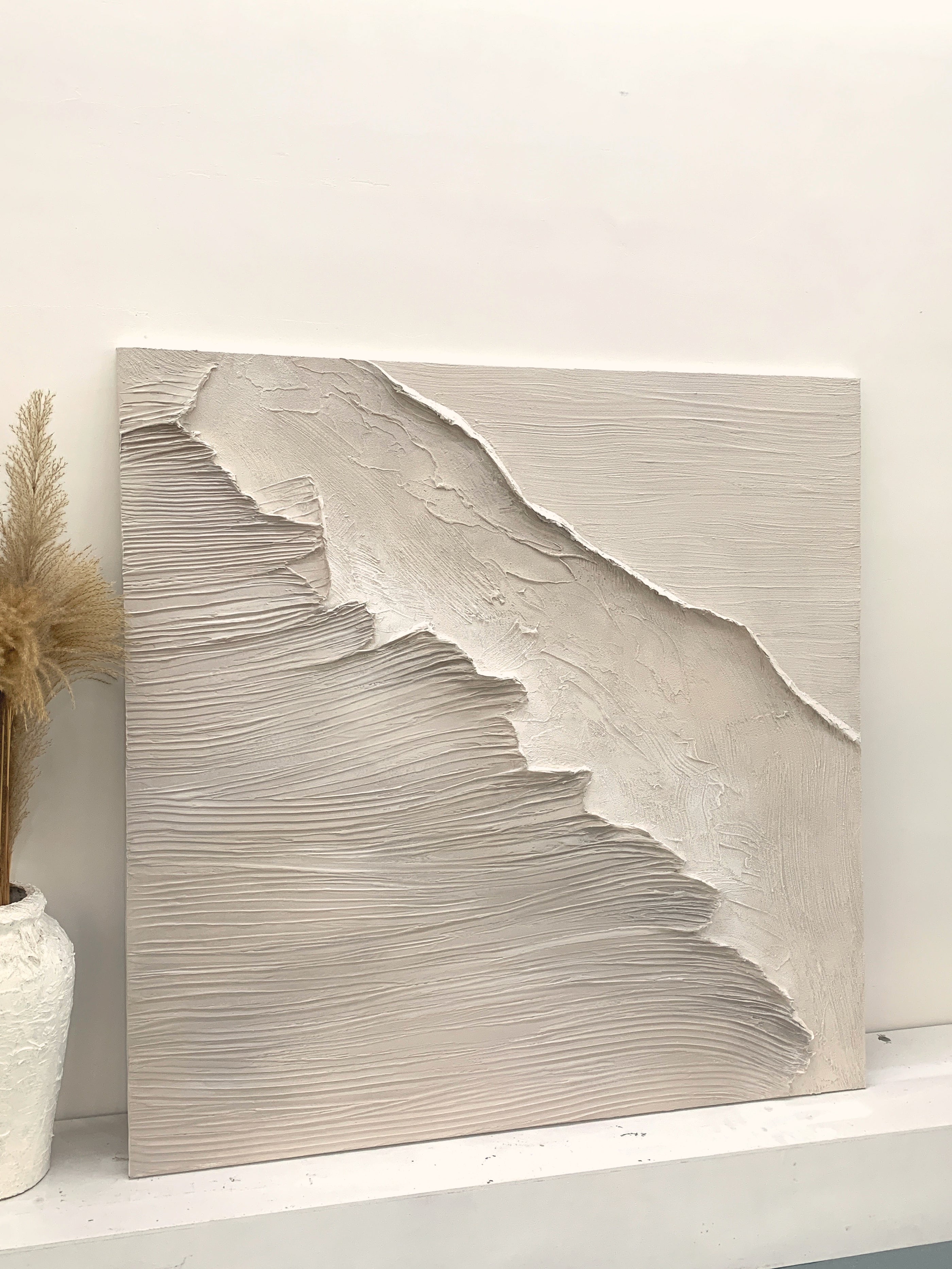 Gentle Tide-Beige Wave Texture Field-AURA148